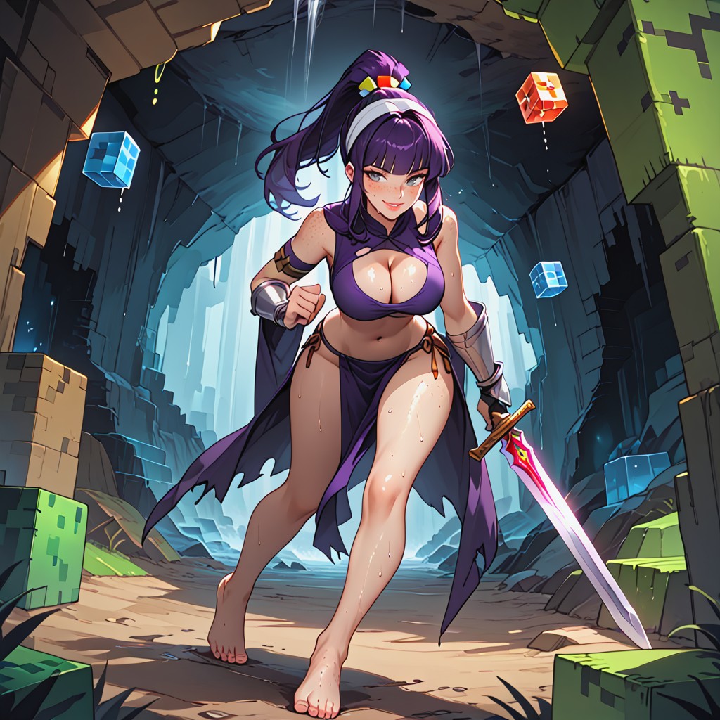Inside, Sidelocks, Dark Purple Outfit Hentai AI Porn