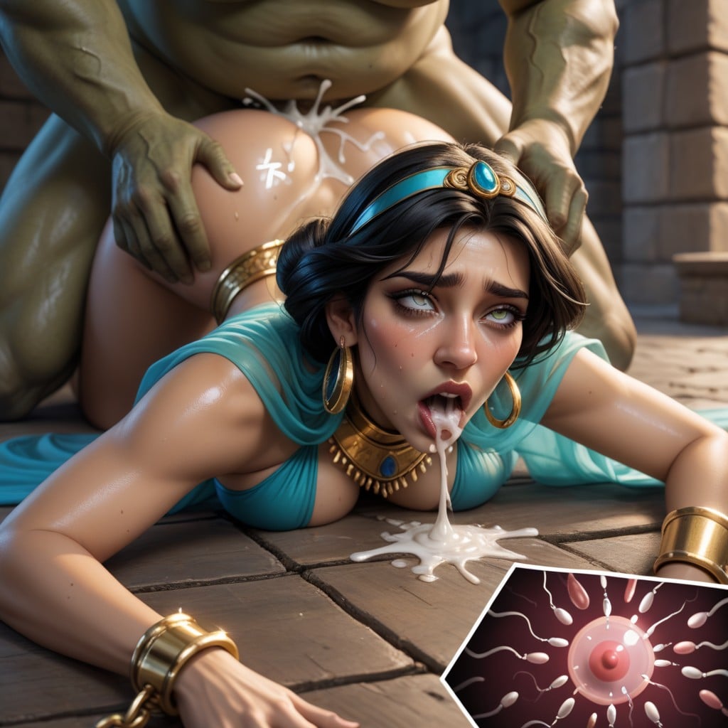Oiled Skin, Gold Ankle Cuffs, Jazmine From Aladdin AI Porn