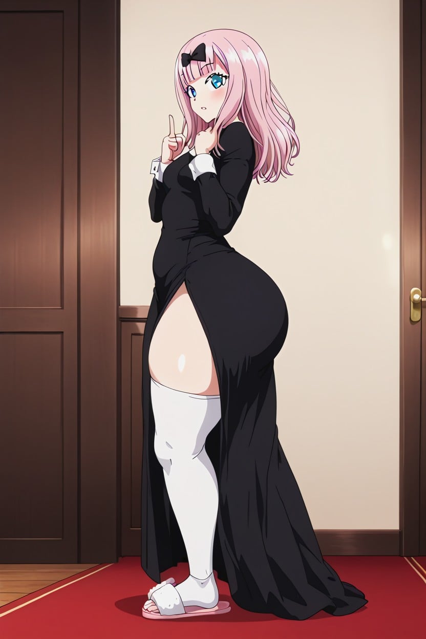 Thick Eyelashes, Round Eyes, Black Bow AI Porn