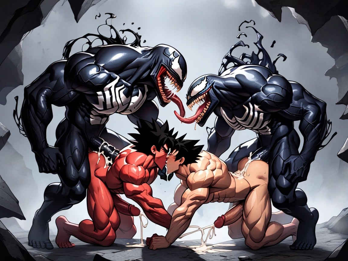 Black Venom Grab Goku Nape, Big Anal Penetration, Black Venom Fuck Mouh Throat Till Chest Inside Vision X Ray AI Gay Porn