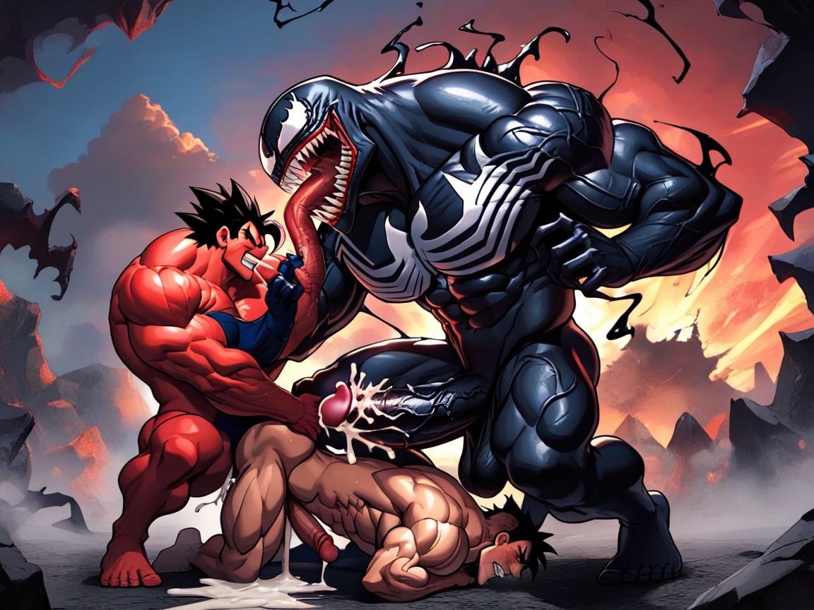 Anal Sex, Red Venom Fuck Ass Till Stomach, 3 People AI Gay Porn