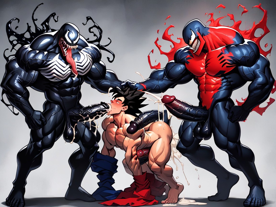 Red Venom Big Large Cock Is Really Huge, Red Venom Grab Goku Ass And Legs From Behind, Swallow Half Giant Cock AI Gay Porn