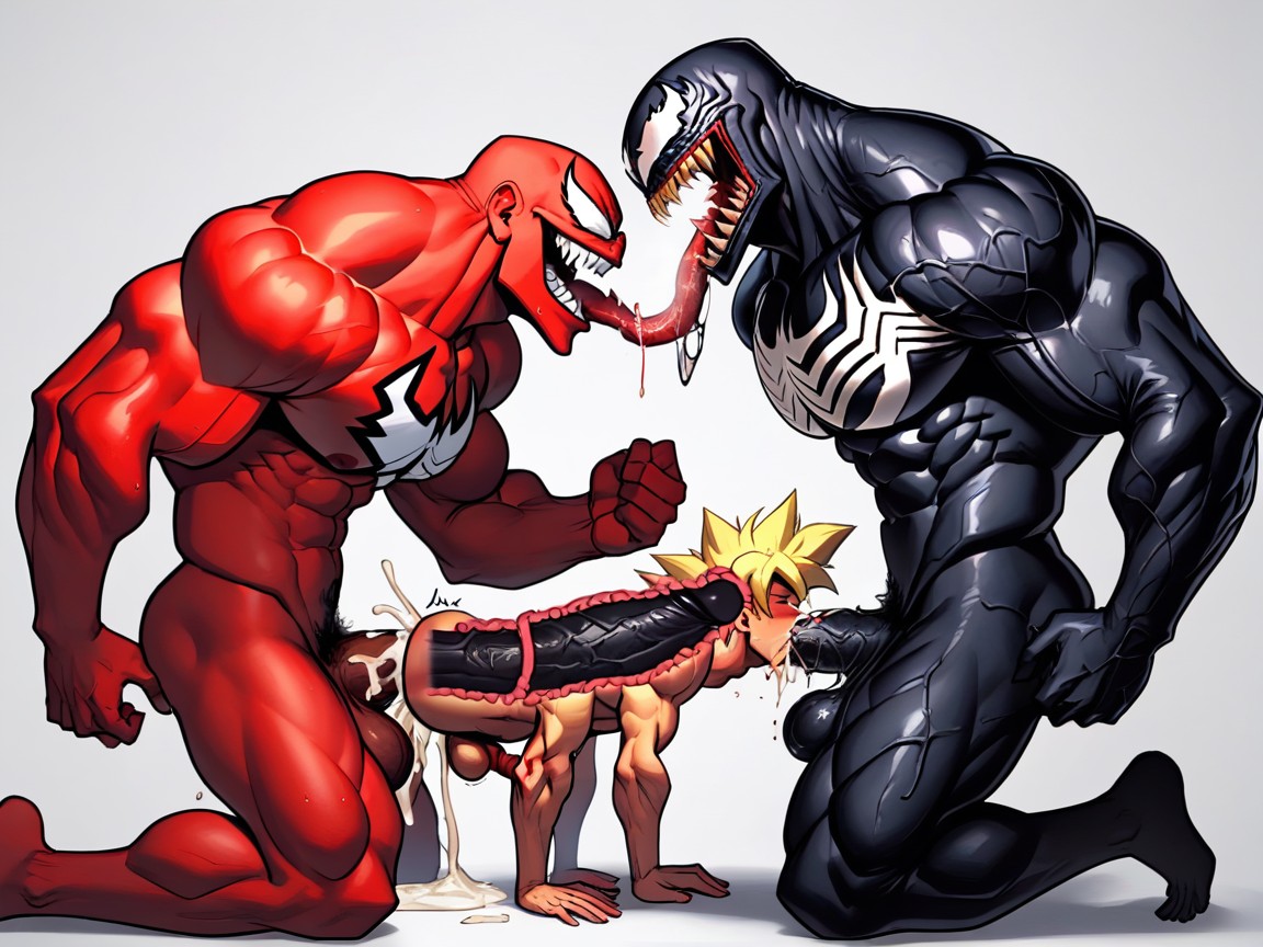 Red Venom Cumshot Inside Goku Stomach Visible With X Ray, Threesome, Horny AI Gay Porn
