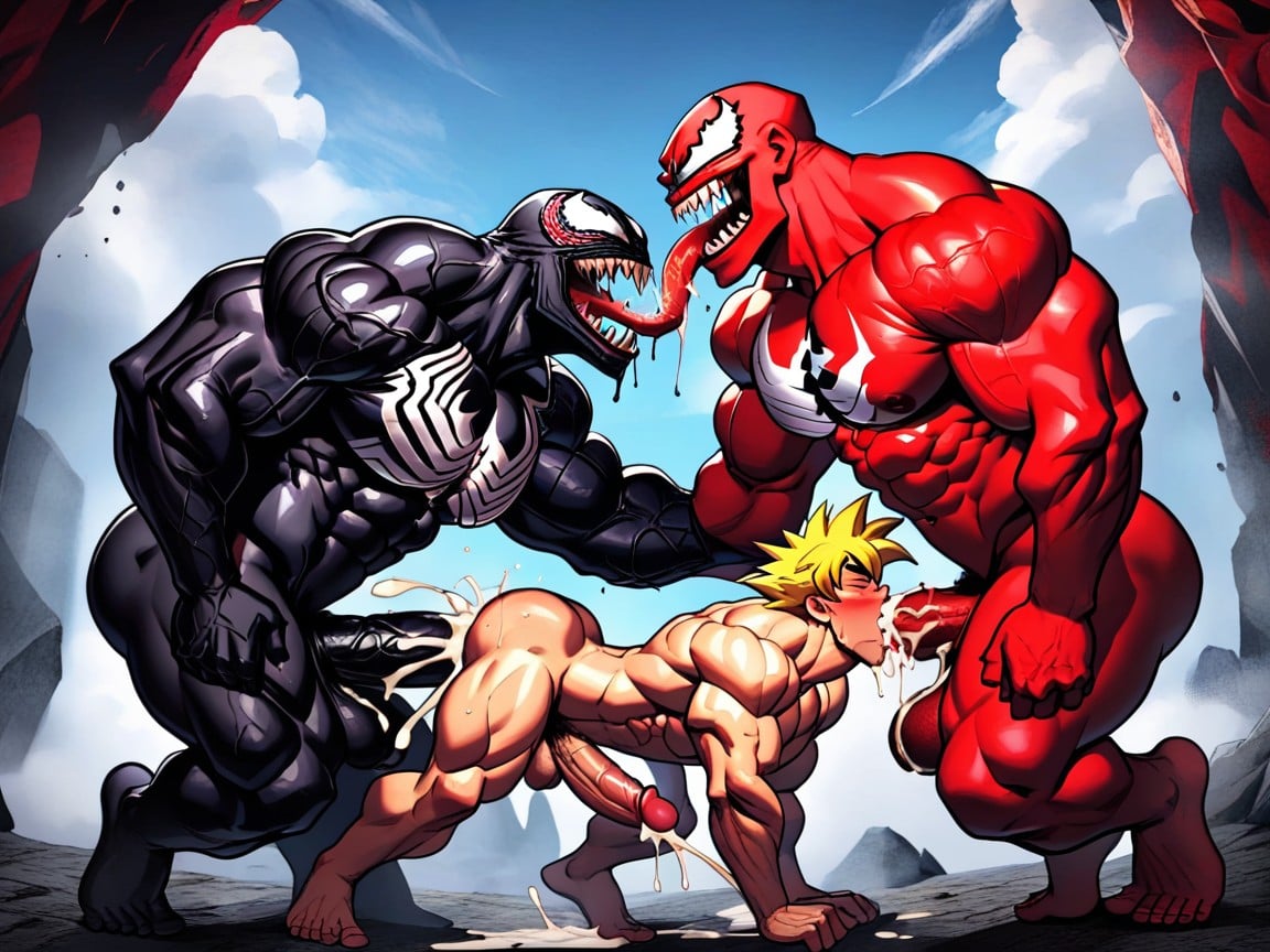 Black Venom Grab Goku Nape, Goku Is Shorter, Anatomically Accurate Porno IA Gay