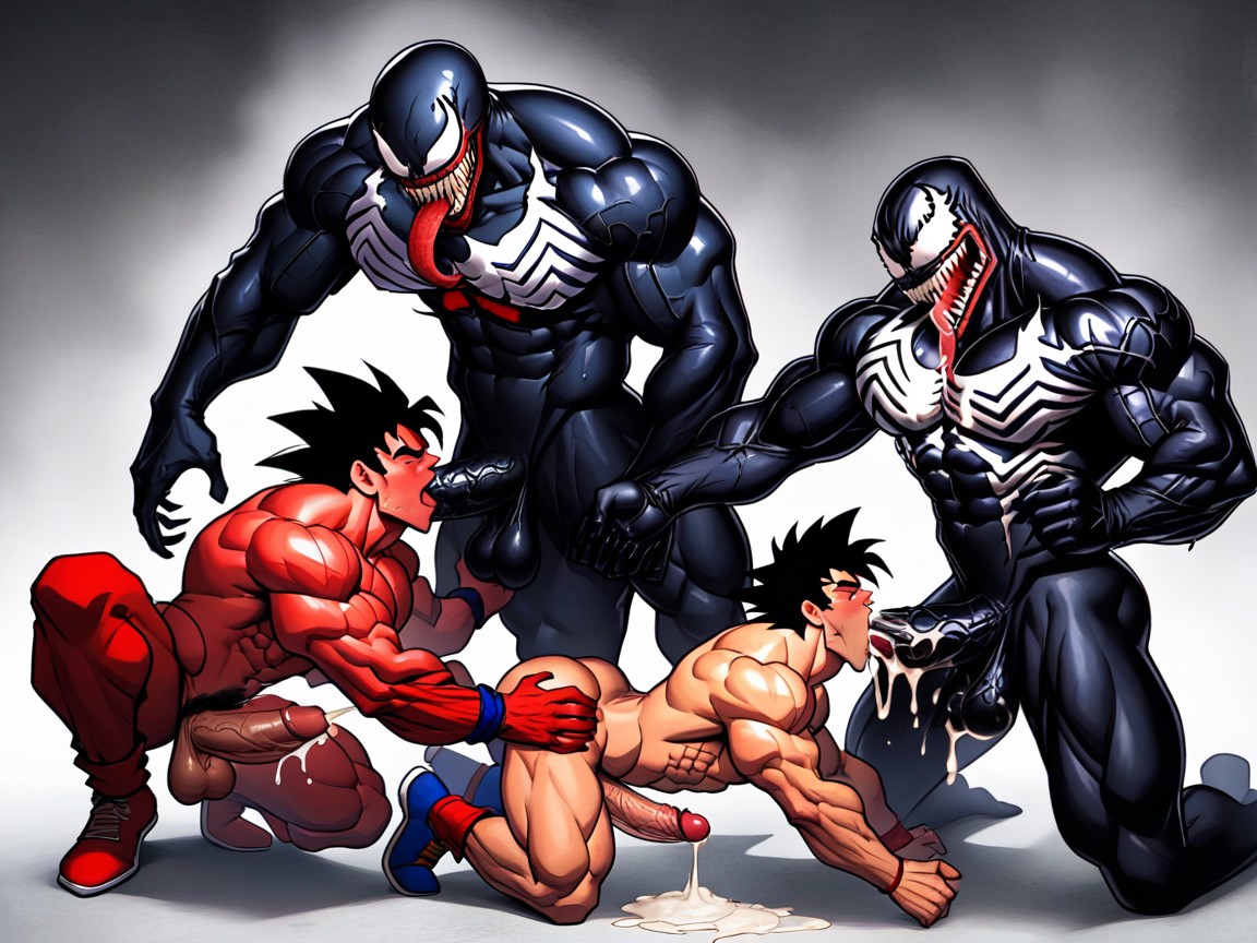 3 People, Goku Bottom, Big Large Penis AI Gay Porn