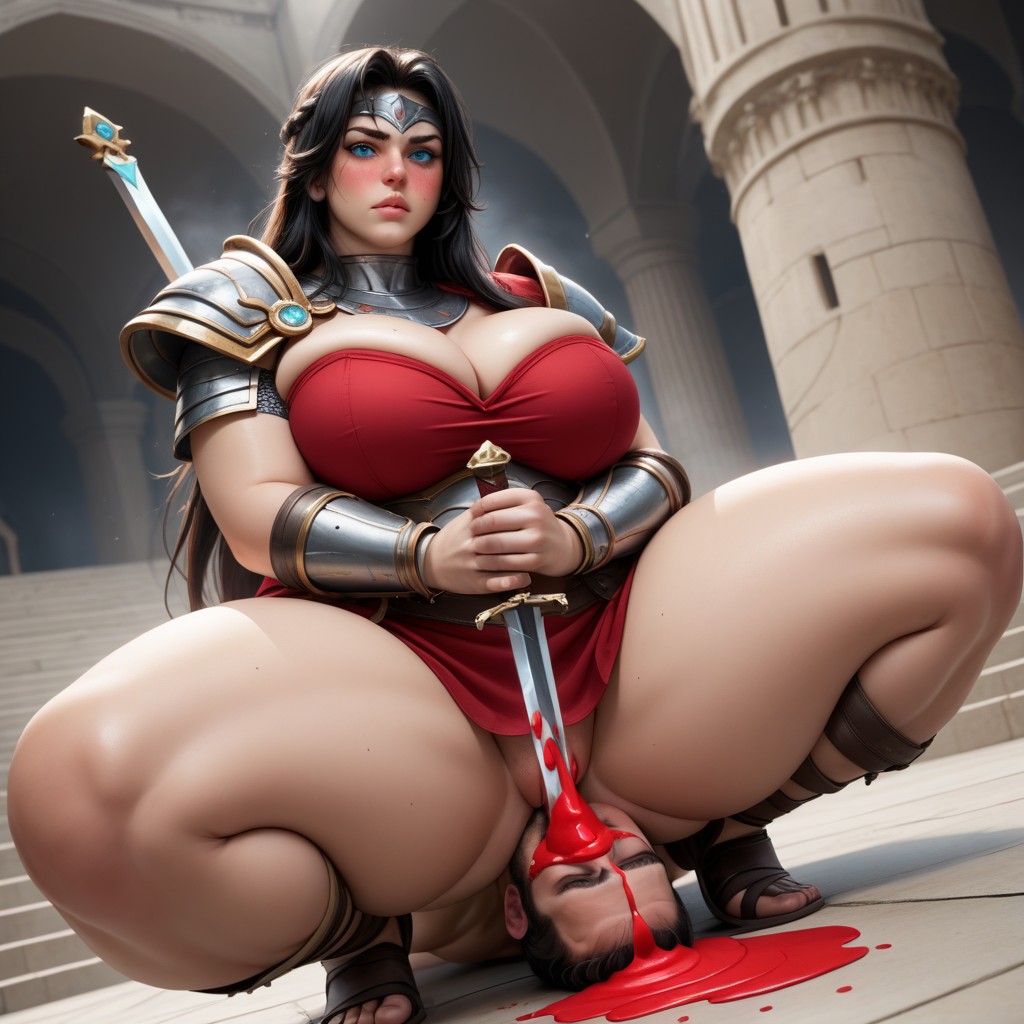 Front View, 25+, Showing Sword AI Porn