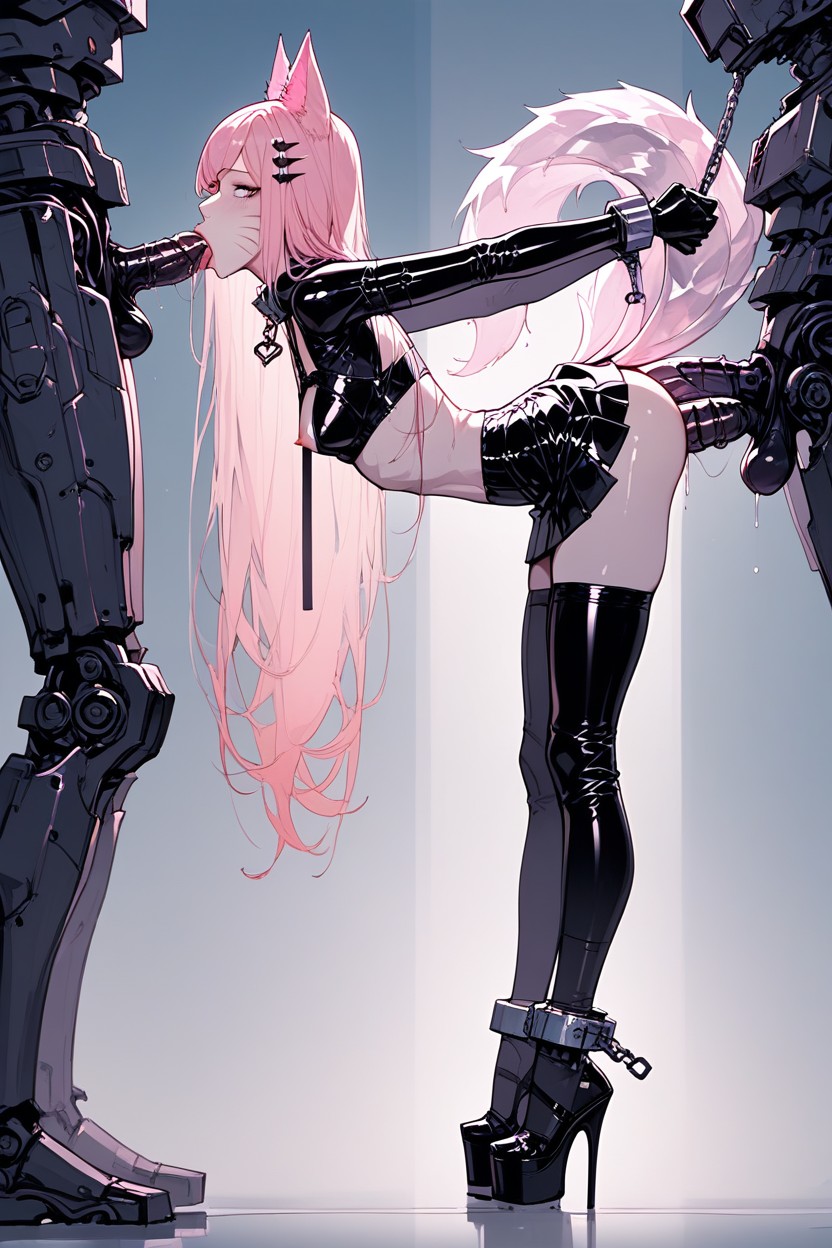 Legs Chained With Steel, Blue Eyes, Bending Over Hentai AI Porn