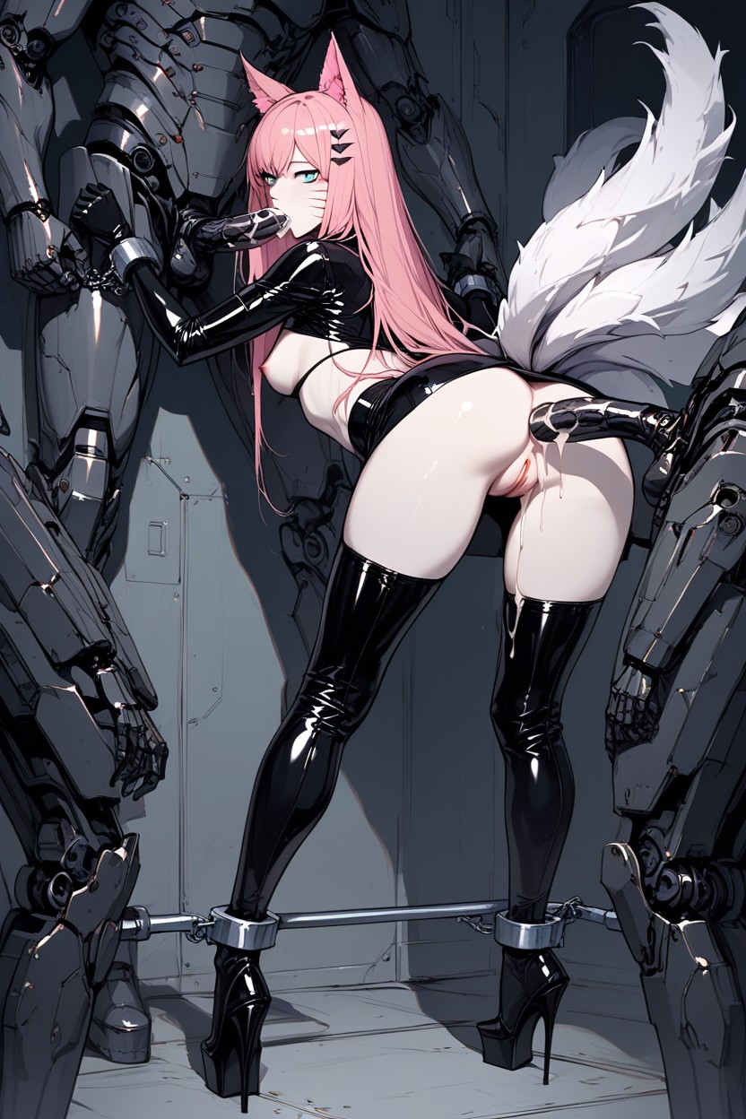 No Panties, Arms Restrained By Steel, Blue Eyes Hentai AI Porn