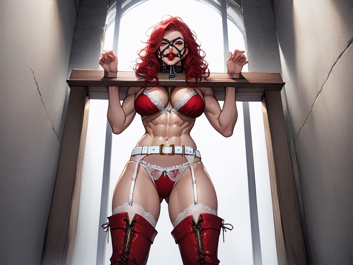 Sweaty, Red Domino Mask, Big Tits AI Porn