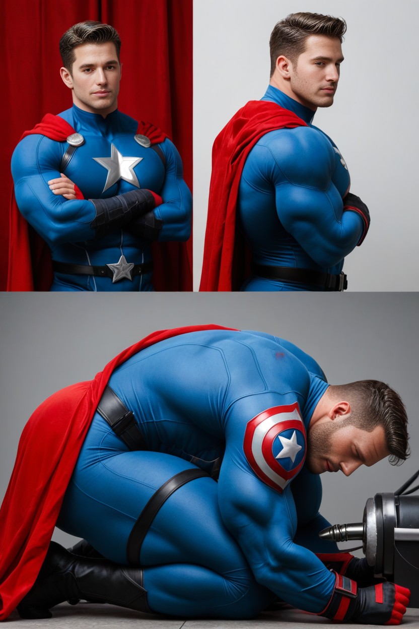 Superhero, Extremely Large Ass, Blue Tights AI Gay Porn