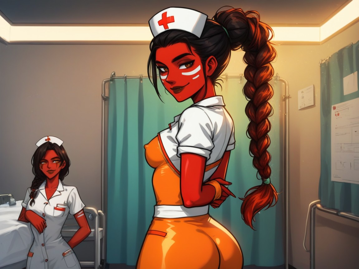 Side View, Standing In Hospital Hallway, Skinny Hentai AI Porn