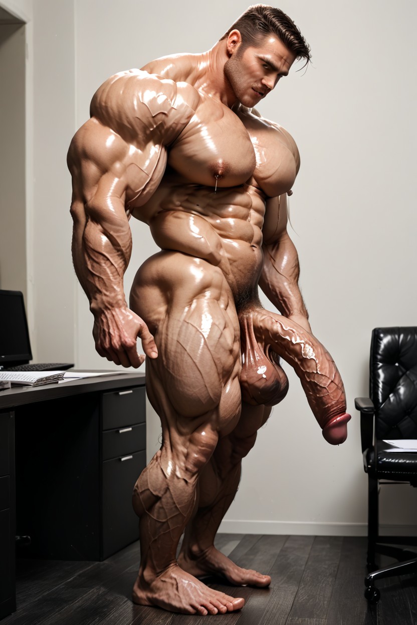 Mature, Hyper Muscle, Veiny Pecs AI Gay Porn