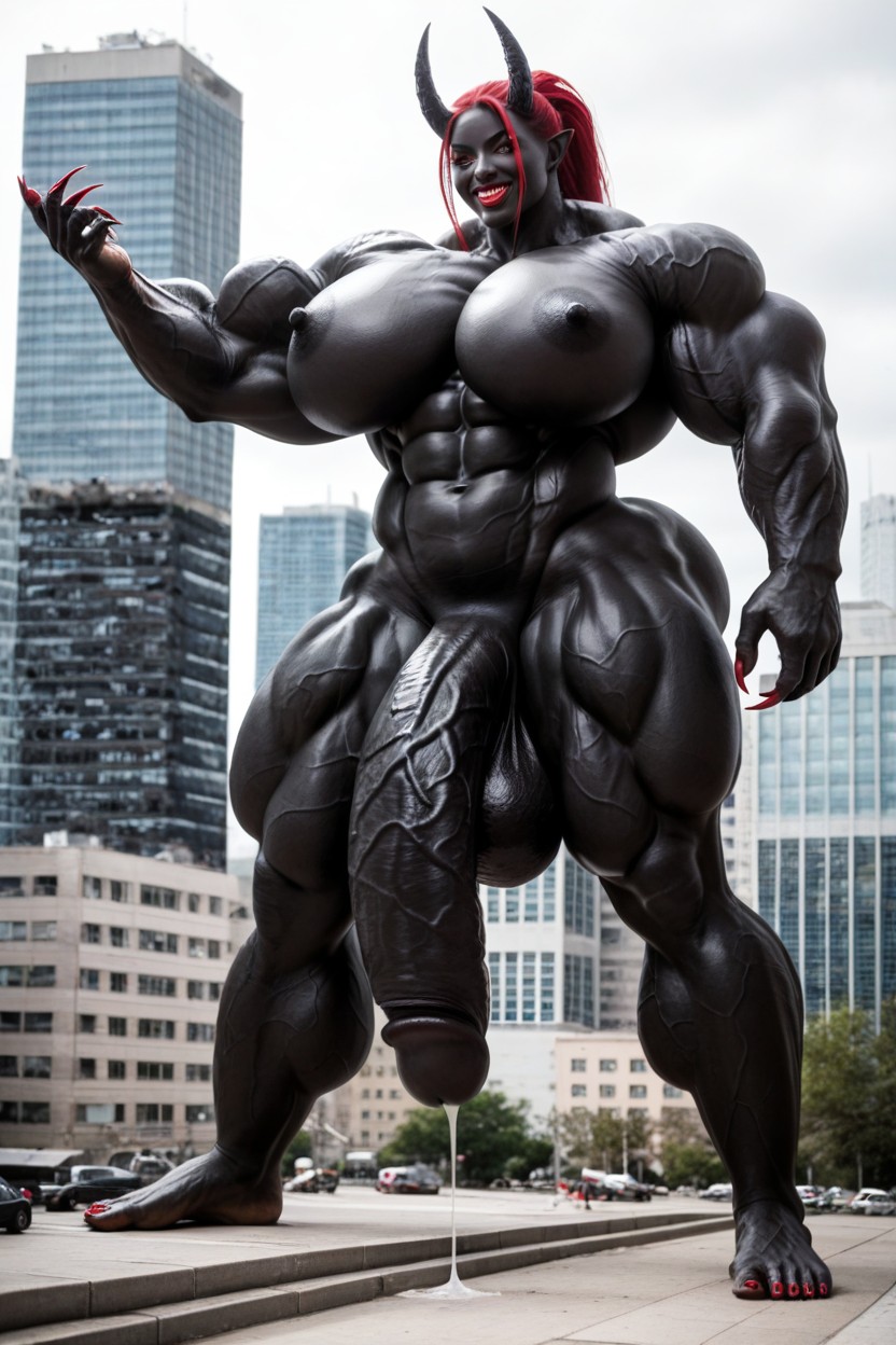 Big Oni Horns, Bodybuilder, Higher Than City Shemale AI Porn
