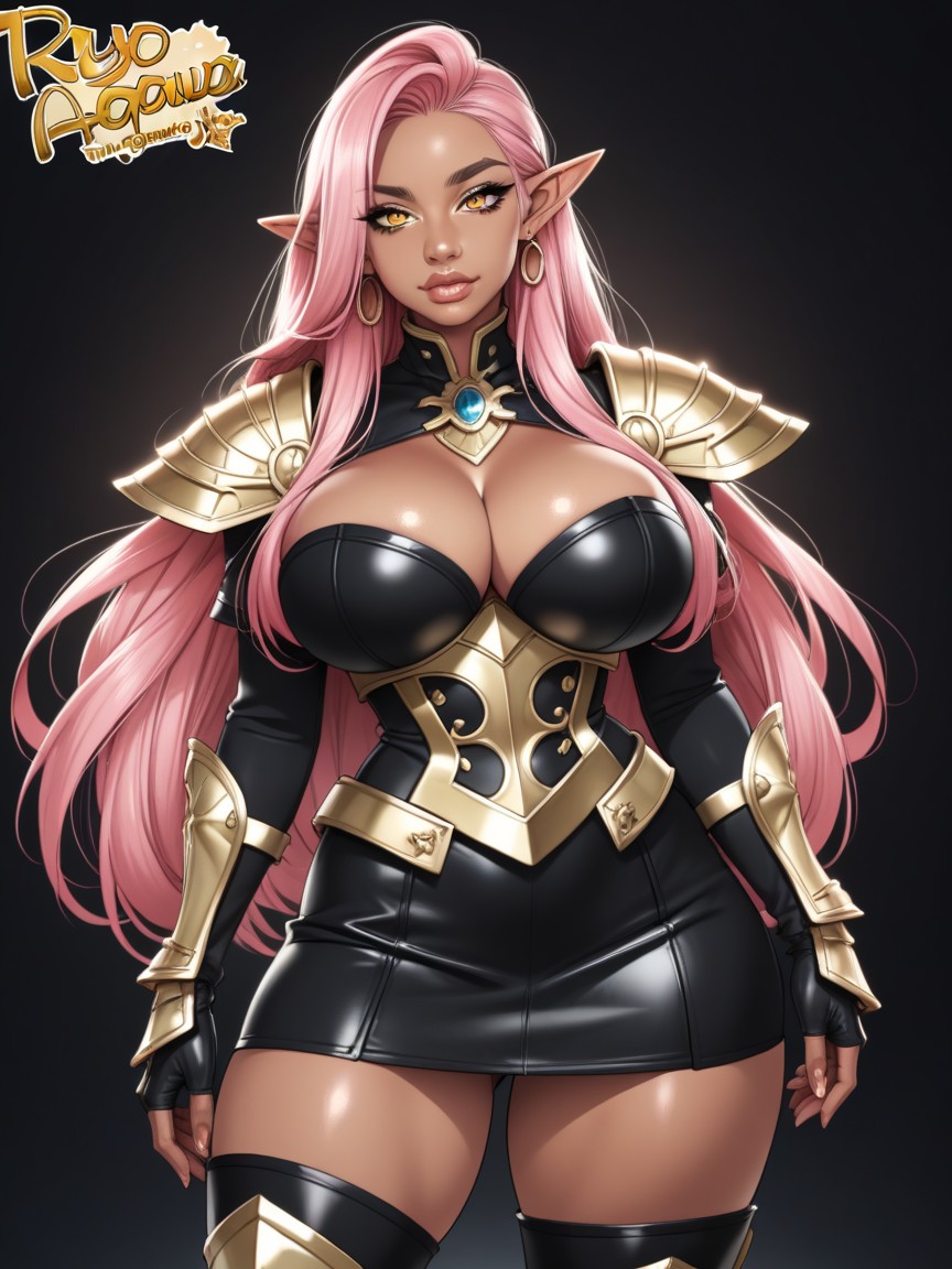 Very Skirt, Dark Tanned Skin, Cleavage Hentai AI Porn