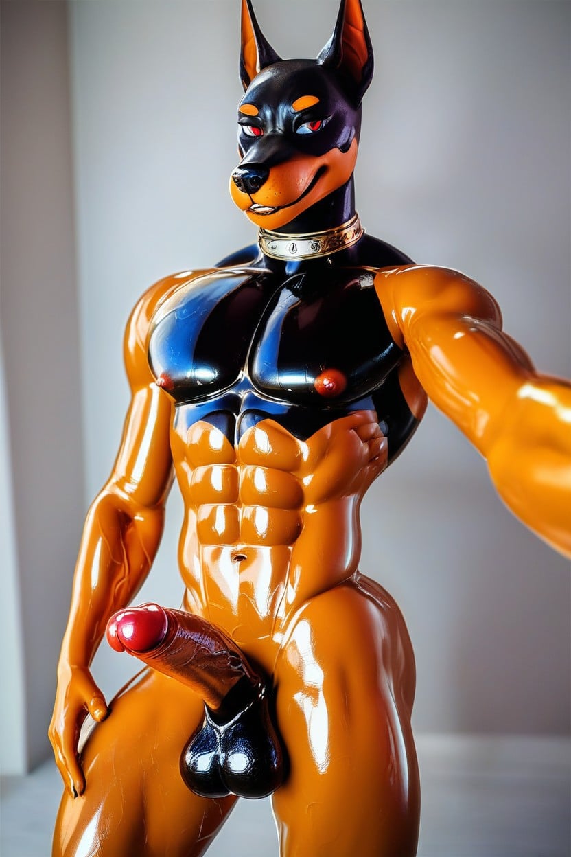 Glistening, Rubber, Veiny Abs Furry AI Porn