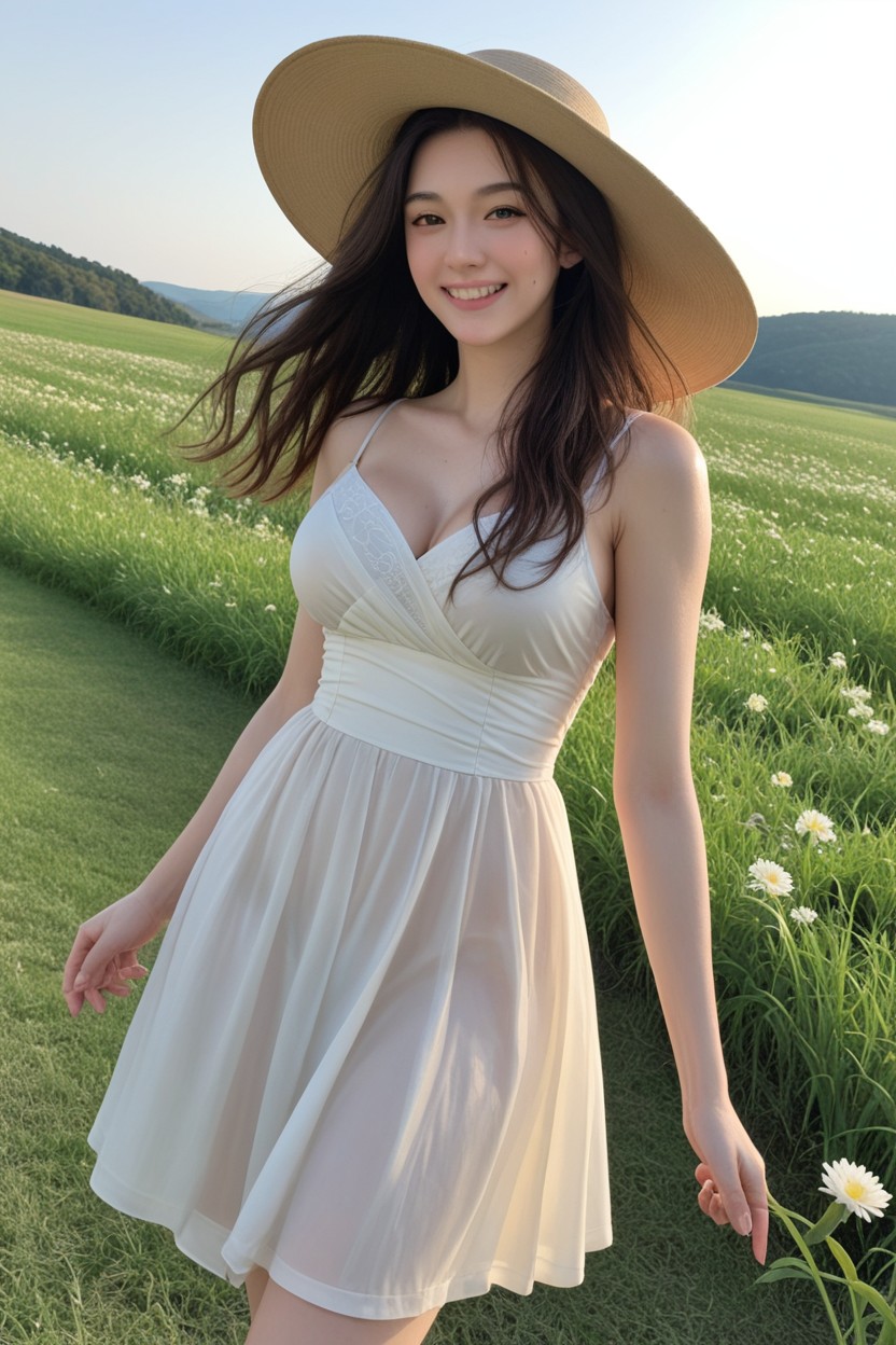 Long Wavy Hair, Upskirt Camera Angle, Bare Feet Porno IA Asiatique