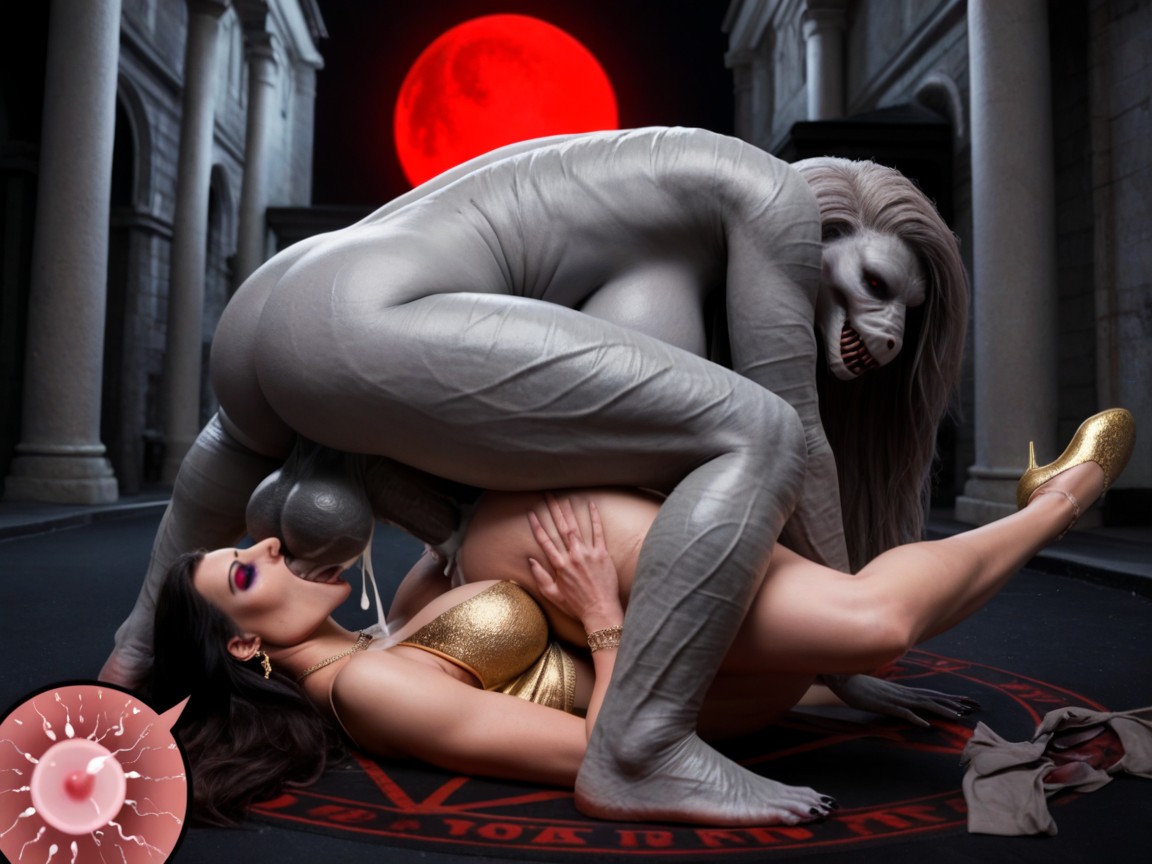 Elegant Gold Dress, Clothed Sex, Mating Press AI Porn
