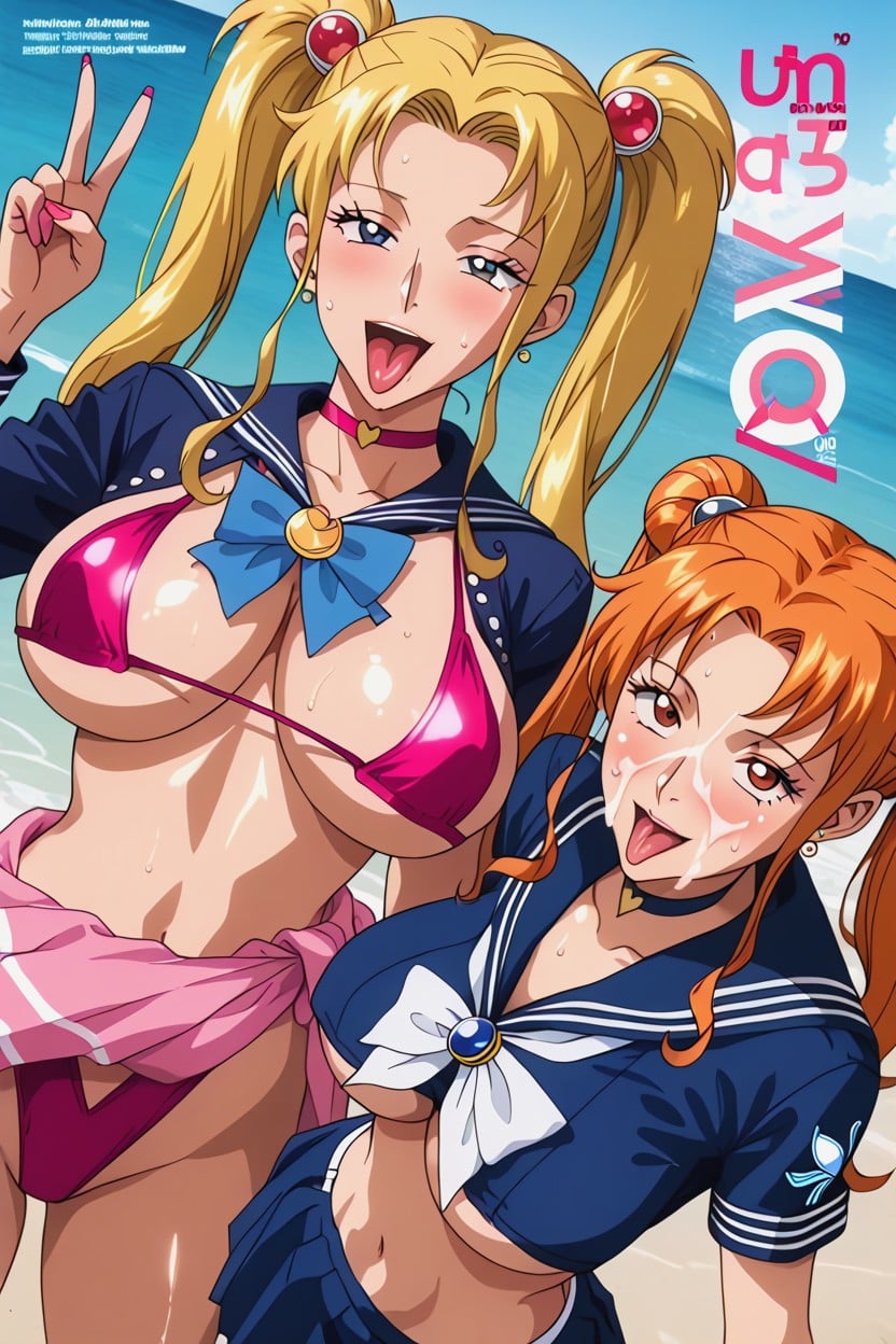 Excited, Front View, Colorful Background Hentai AI Porn