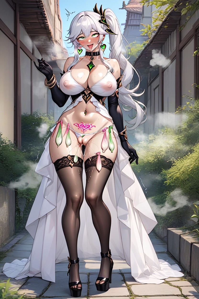 Breath Steam, Rounded Breast, Side Ponytail Hentai AI Porn