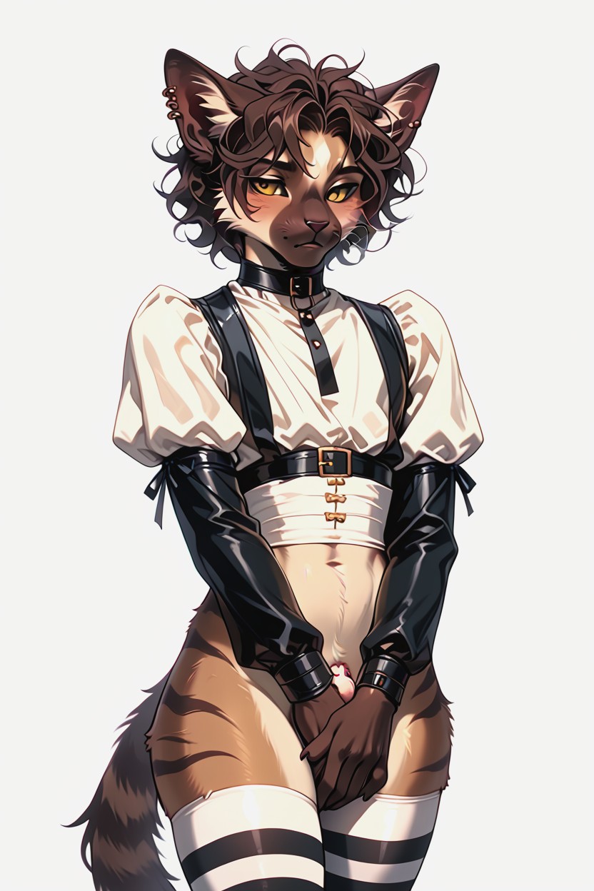 Wavy Hair, Sleeves, Blush Furry AI Porn