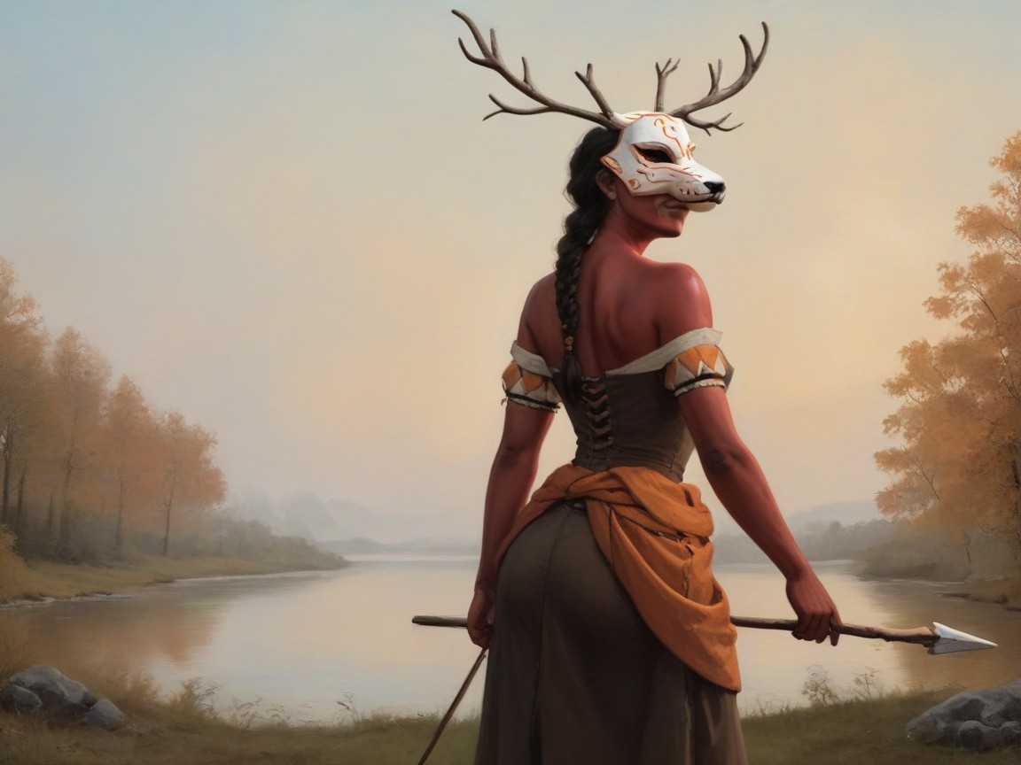 Septum Ring, Standing On Colonial Helmet, Low Contrast Colors AI Porn