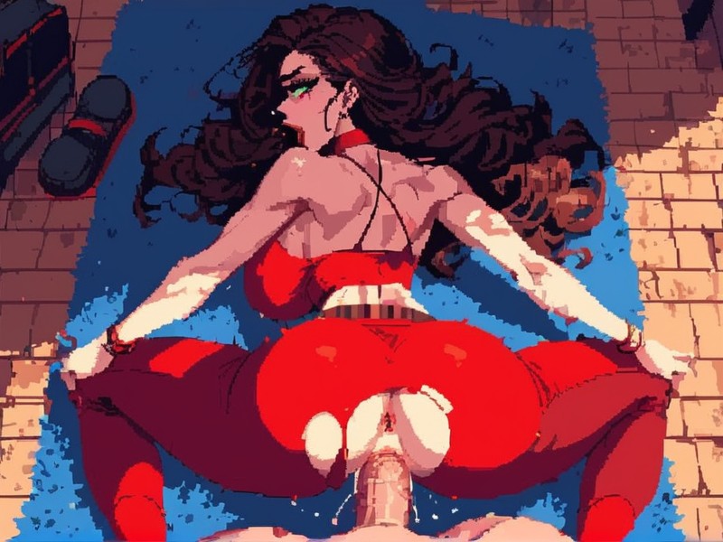 Torn Ruby Red Bra, Long Eyelashes, Perfect Face AI Porn