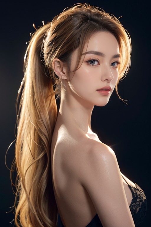 Elegant Makeup, Ponytail, Perfect Ass Asian AI Porn