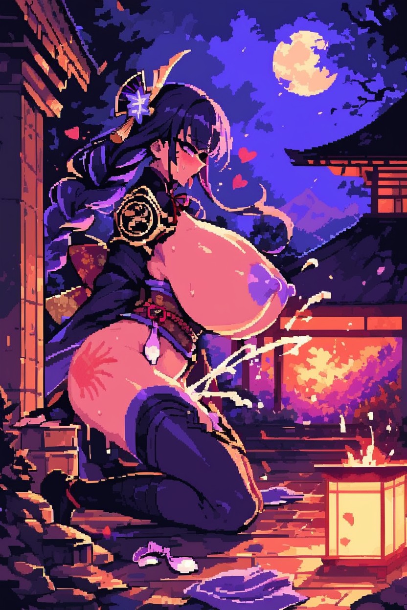 Sex Position-cowgirl, Purple Hair, Kimono Hentai AI Porn