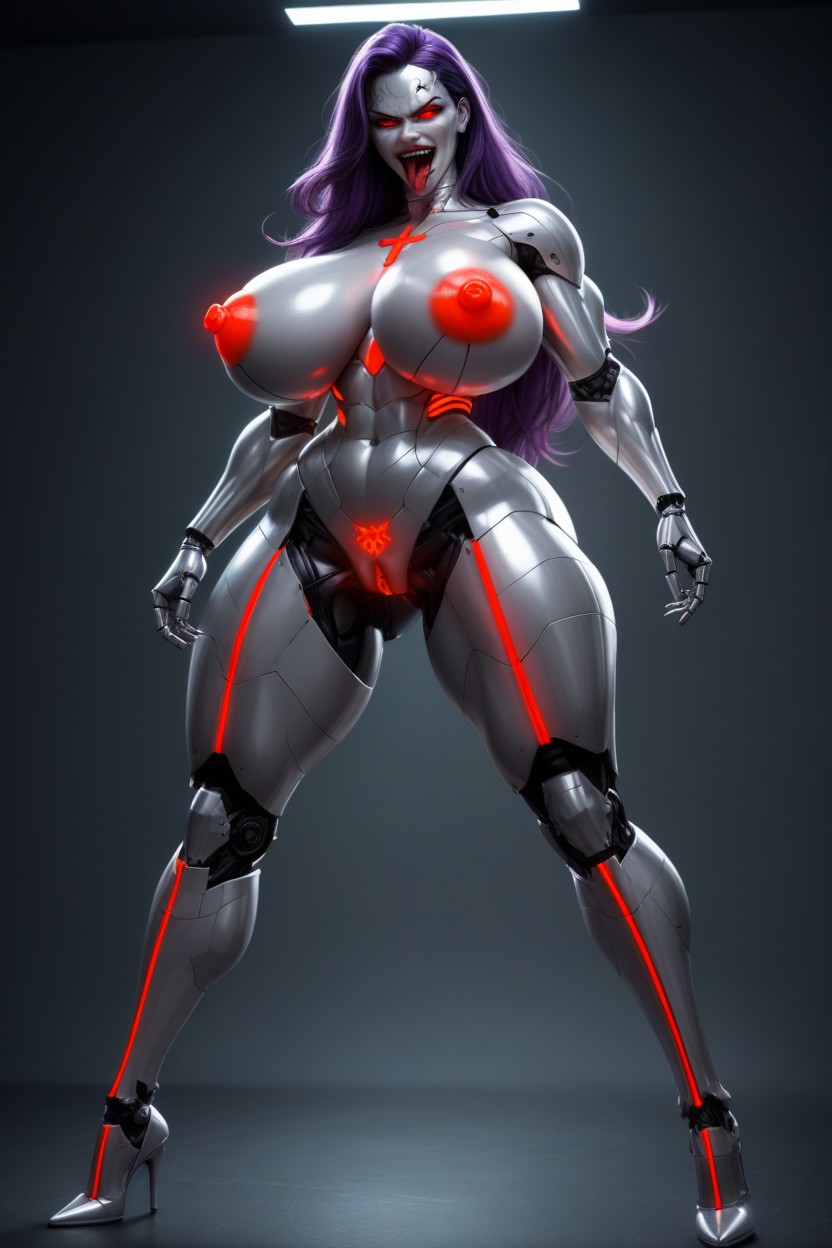 Has Hair, Grey Metal Body, Female Robot AI Porn