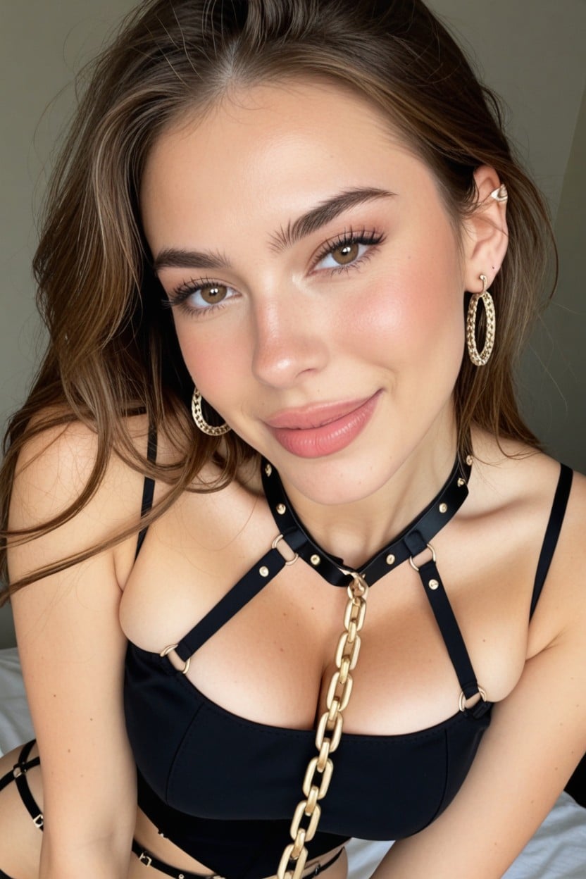 Nose Straight And Proportionate To Her Face, Passionate, Dark Brown Hair AI Porn