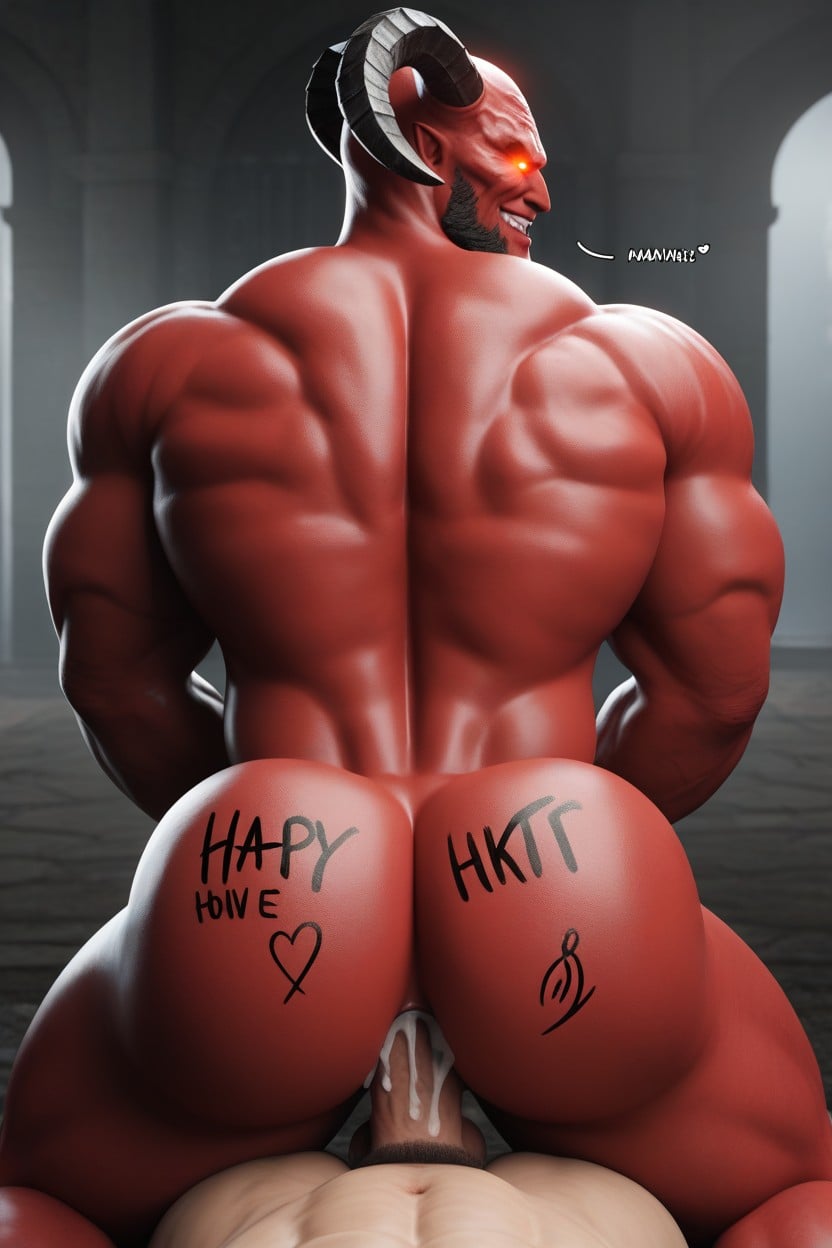 Souls Are Damned To Boil In Excrement Inside Bottoms Hole, Bottoms Hole Powerfully Pleasures And Massages The Dick, Big Muscular Bubble Butt AI Gay Porn
