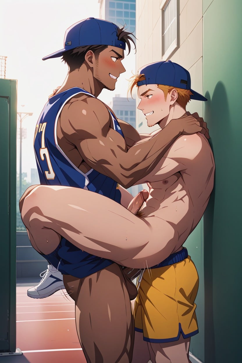Broad Shoulders, Dark Brown Skin, 18+ AI Gay Porn