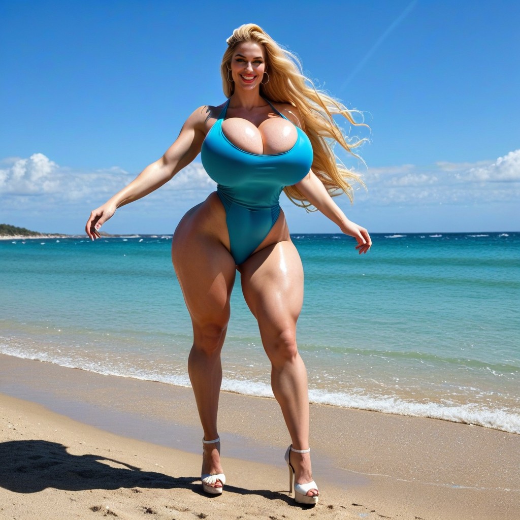 Beach, Stunning, Wind In Hair AI Porn
