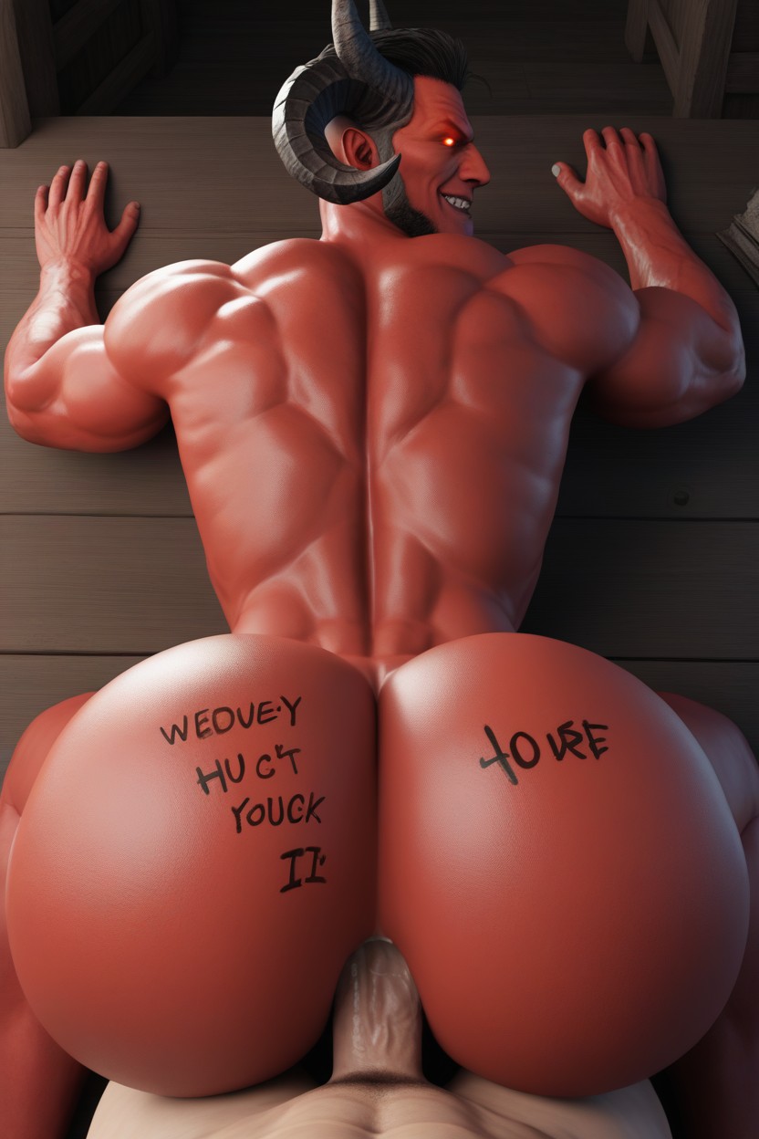 Black Horns, Big Muscular Bubble Butt, Demon Bottom Porno IA Gay