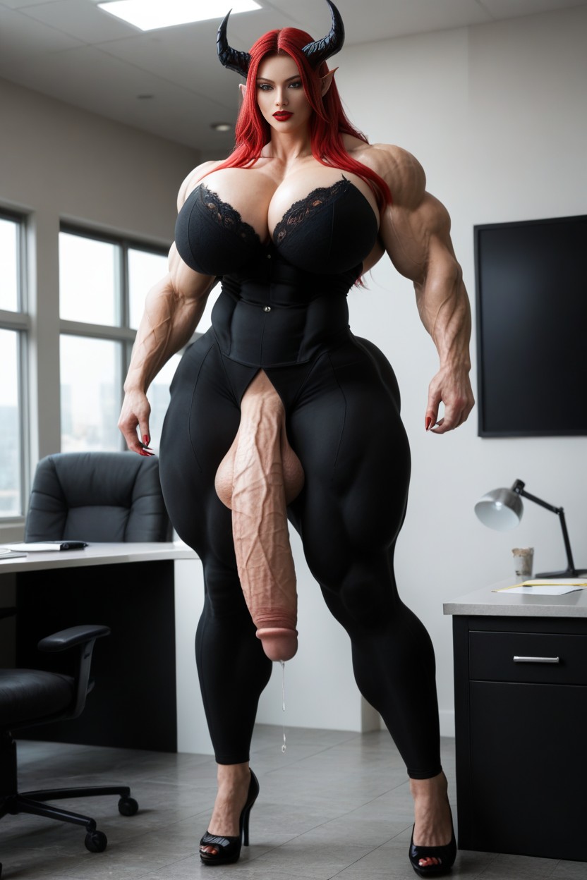 Perfect Tits, Impossibly Gigantic Black Cock, Muscular Thighs Shemale AI Porn
