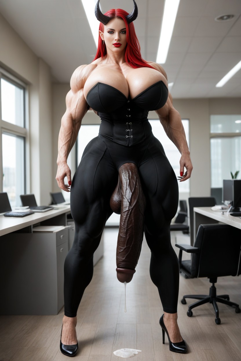 Red Hair, Ultra Muscular, Corset Shemale AI Porn
