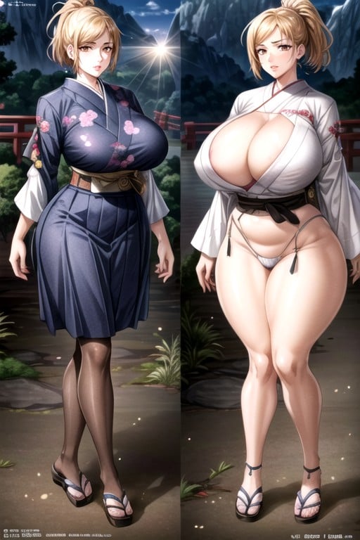 Beautiful Fingers, Dynamite Glamorous Body, Details Kimono Hentai AI Porn