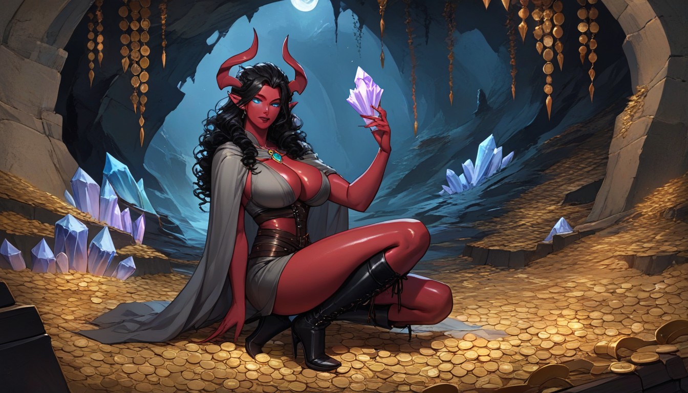Tiefling, Adventurer, Oiled Skin AI Porn