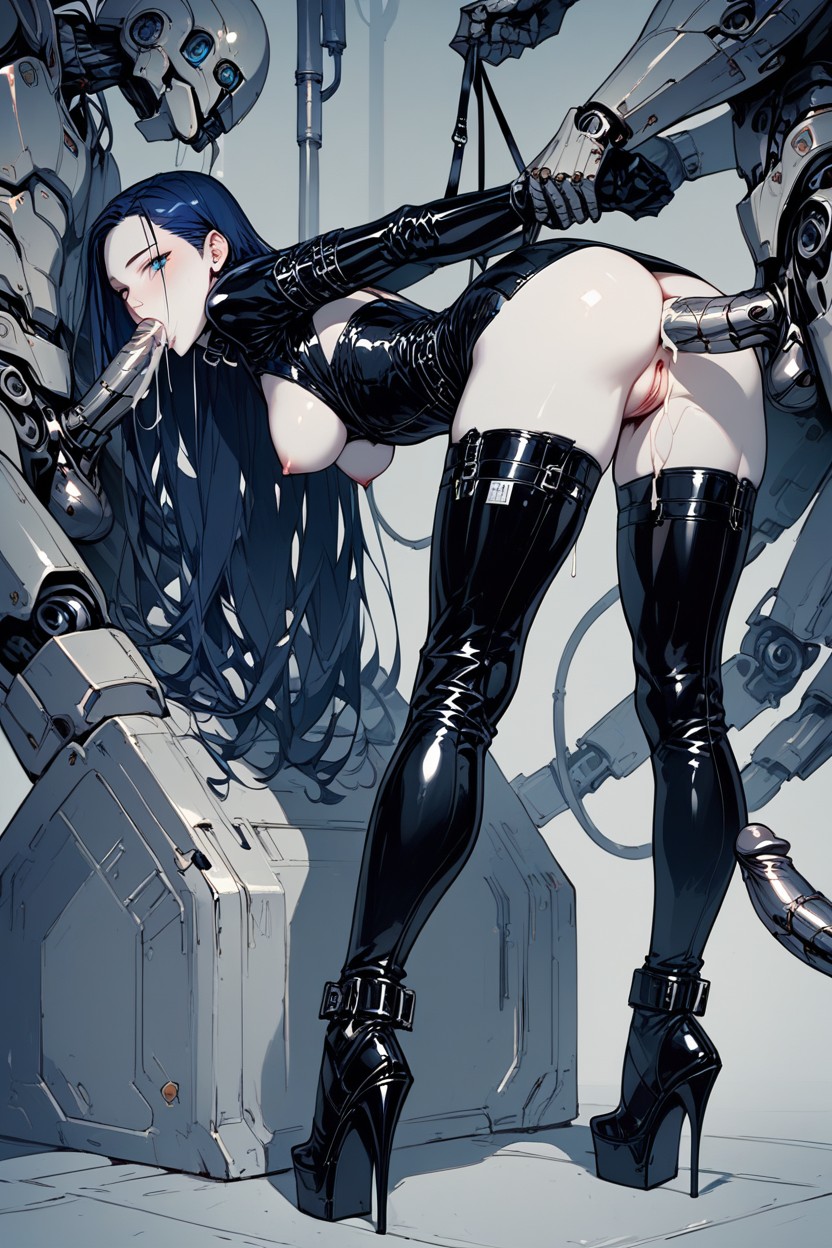 Perfect Detail, Blue Eyes, Penis Inside Mouth Hentai AI Porn