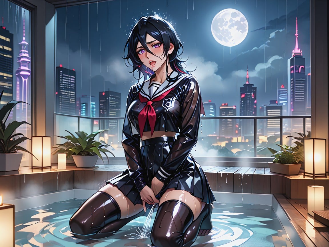 Fat Pussy, Kneeling Female Masturbation, Intense Squirting Hentai AI Porn