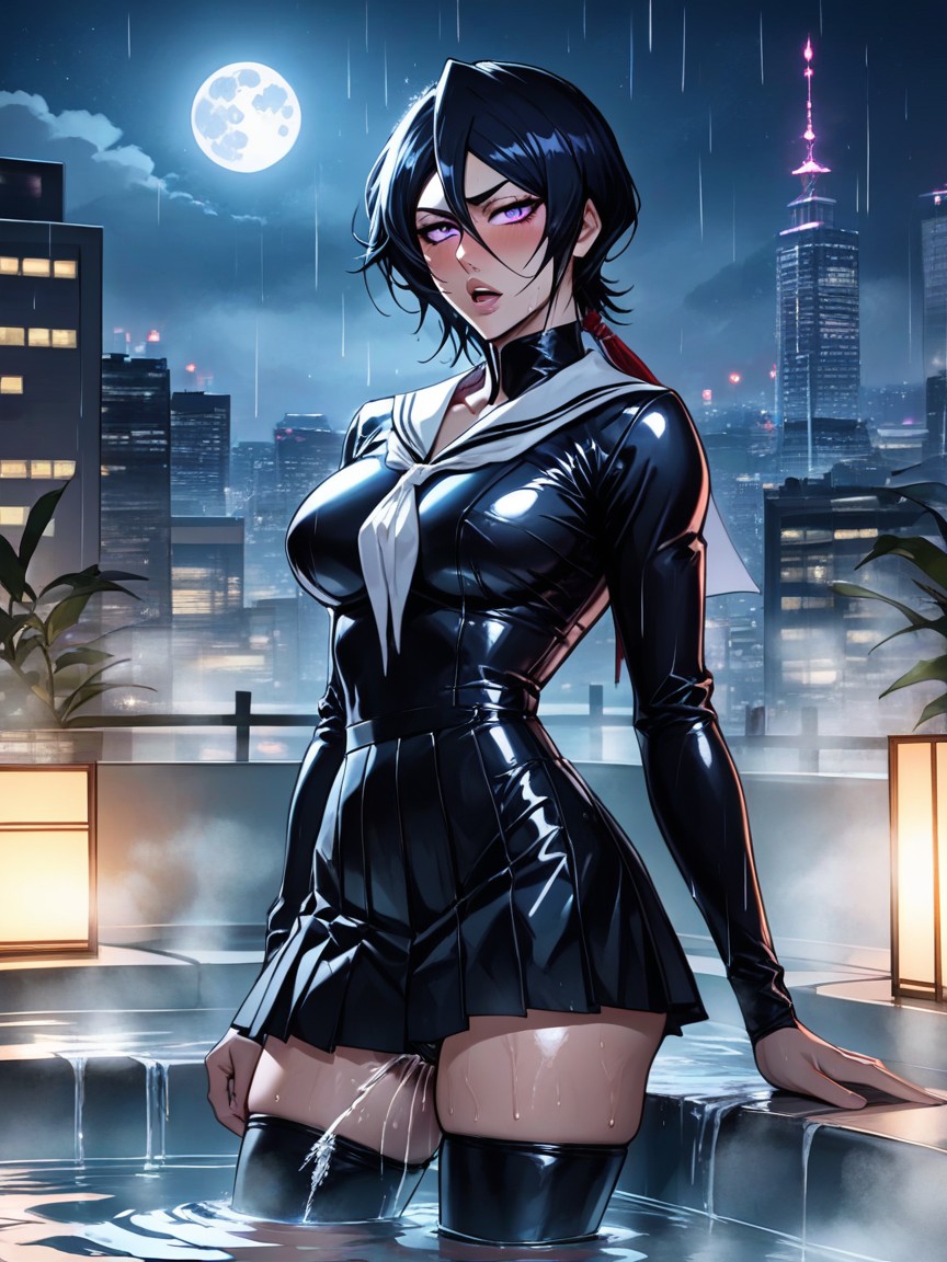 Dark Indoor Lighting, Massive Eyes, Massive Amount Of Oil Hentai AI Porn