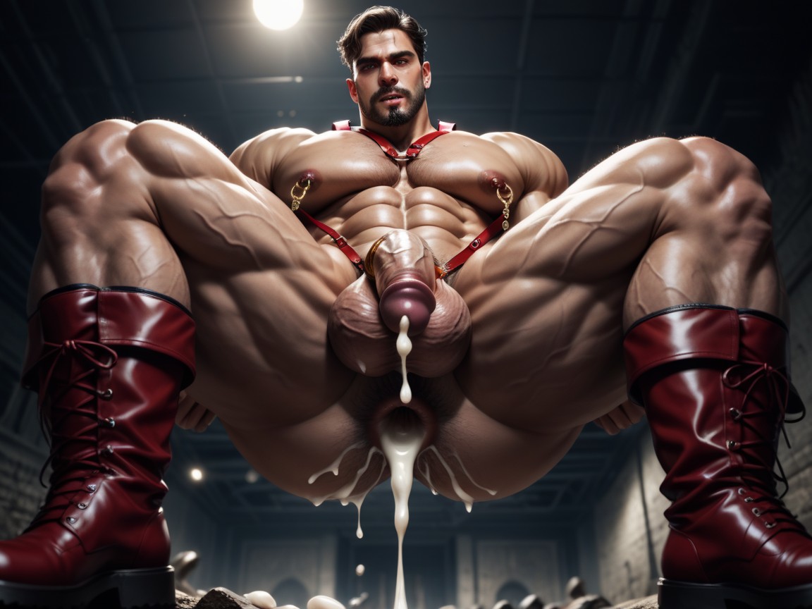 Single Man, White Monster Cock, Muscular AI Gay Porn