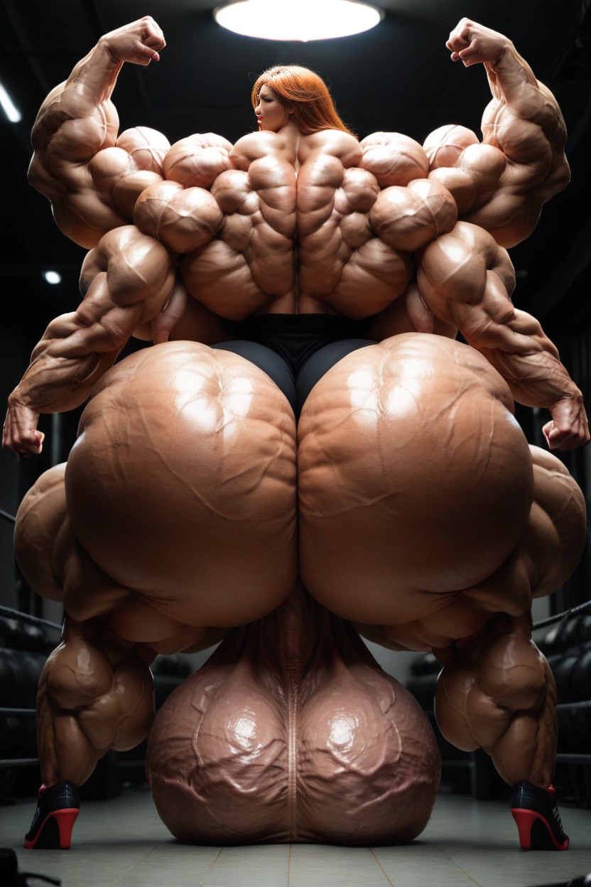 Hyper Super Sized Testicles, Futanari, Gigantic Round Ass Shemale AI Porn