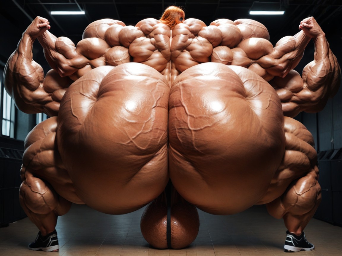 Hyper Super Sized Testicles, Muscular Woman, Swollen Large Bimbo Lips Shemale AI Porn