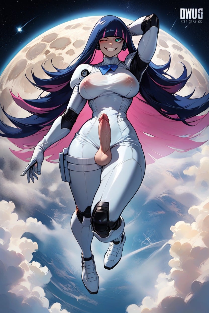 Floating, Just The Outline Of The Penis Is Visible, Top Down Shemale AI Porn
