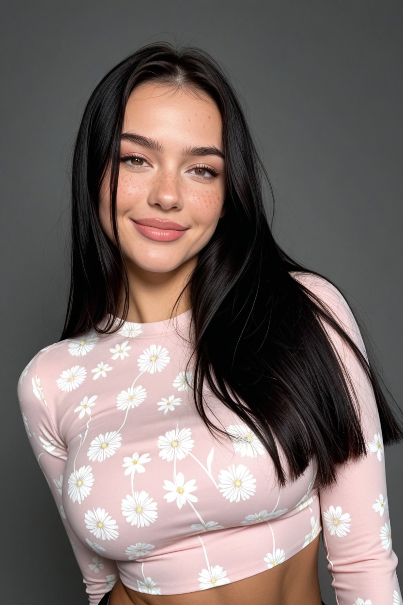 Gwen Stacy, Long Straight Hair, Plain Grey Background AI Porn