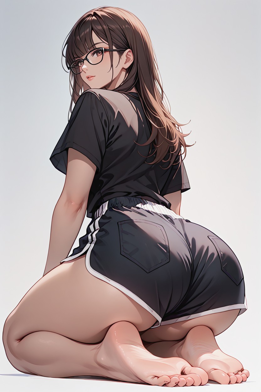 Black Glasses, Side View, Black Hair AI Porn