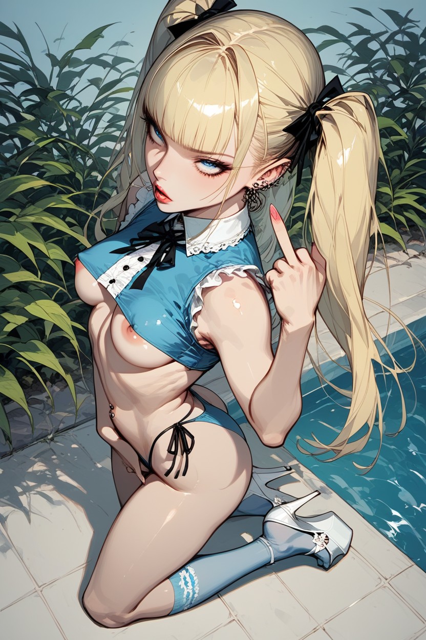 Random Style, Wide Eyes, Blonde Hair Hentai AI Porn