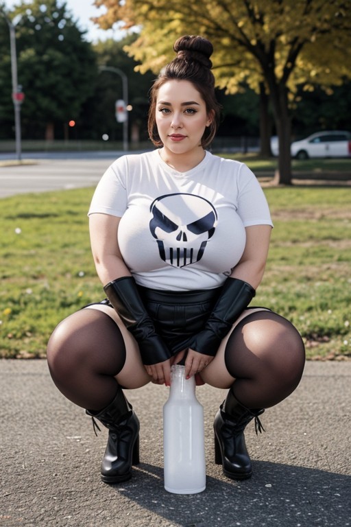 Fat, Pubic Hair, Dildo In Pussy AI Porn