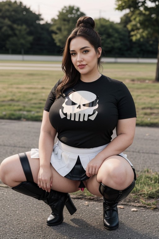 Oversized T-shirt, Hair Bun, Cum On Dildo AI Porn